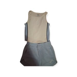 Zara Beige and Light Gray Tank Top with Shorts